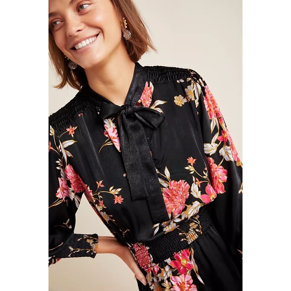 MISA Floral Iyana Tie-Neck Mini Dress - Picture 3 of 8